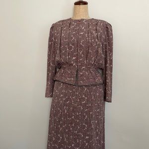 Vintage 2 piece suit set purple and pink
